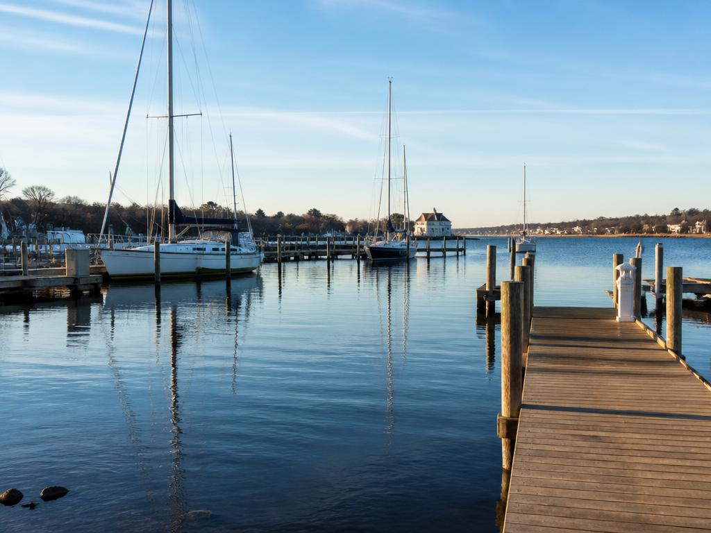 Wooden docks and sailboats